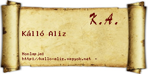 Kálló Aliz névjegykártya